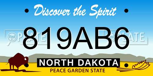 819AB6 North Dakota License Plate