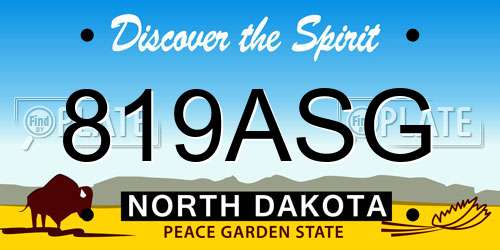 819ASG North Dakota License Plate
