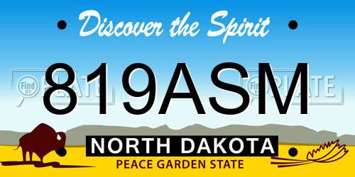 819ASM North Dakota License Plate