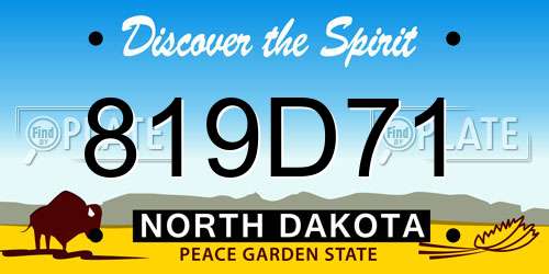 819D71 North Dakota License Plate