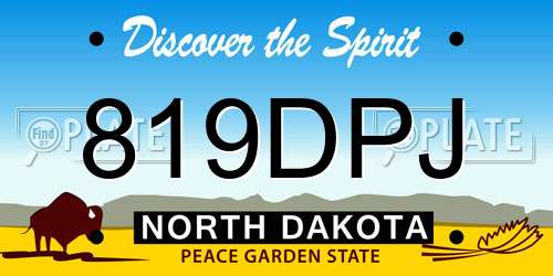 819DPJ North Dakota License Plate