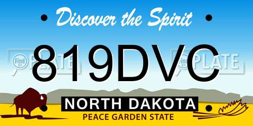 819DVC North Dakota License Plate