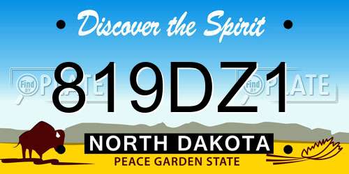 819DZ1 North Dakota License Plate