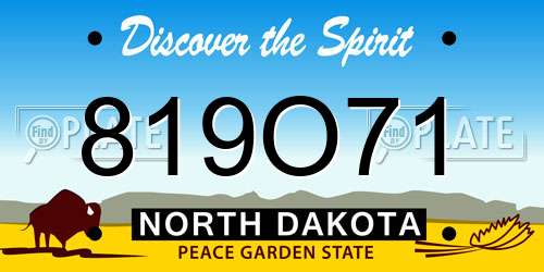 819O71 North Dakota License Plate