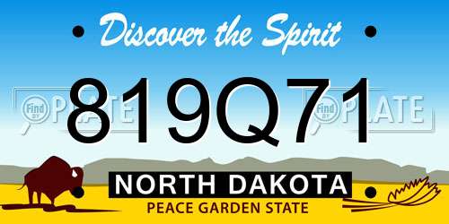 819Q71 North Dakota License Plate