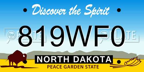 819WF0 North Dakota License Plate