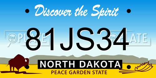 81JS34 North Dakota License Plate
