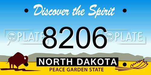 8206 North Dakota License Plate
