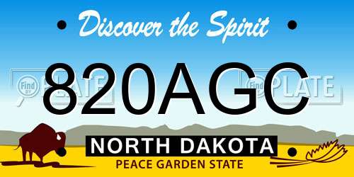 820AGC North Dakota License Plate