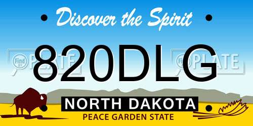 820DLG North Dakota License Plate