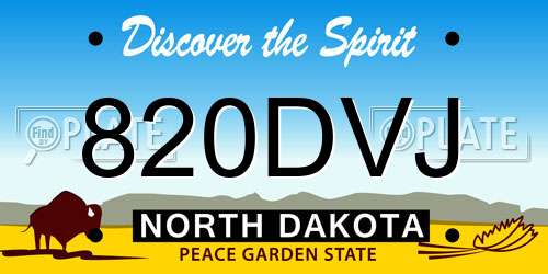 820DVJ North Dakota License Plate