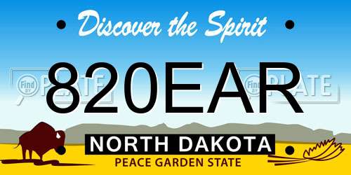 820EAR North Dakota License Plate