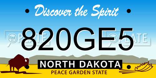 820GE5 North Dakota License Plate