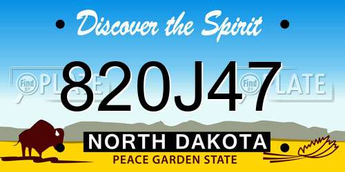 820J47 North Dakota License Plate