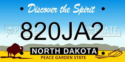 820JA2 North Dakota License Plate