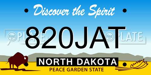 820JAT North Dakota License Plate