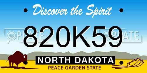 820K59 North Dakota License Plate