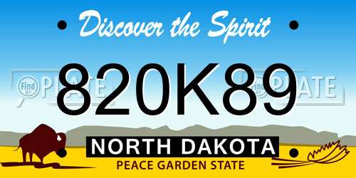 820K89 North Dakota License Plate