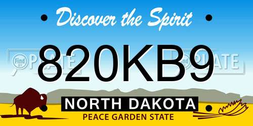 820KB9 North Dakota License Plate