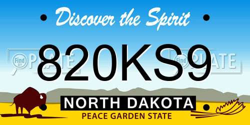 820KS9 North Dakota License Plate