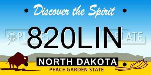 820LIN North Dakota License Plate