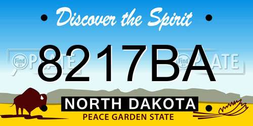8217BA North Dakota License Plate