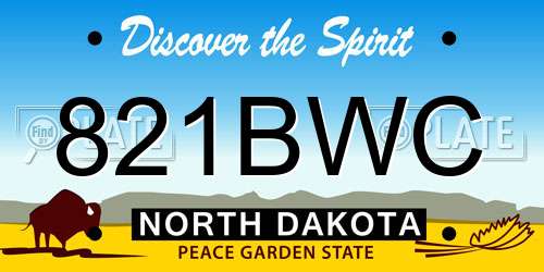 821BWC North Dakota License Plate