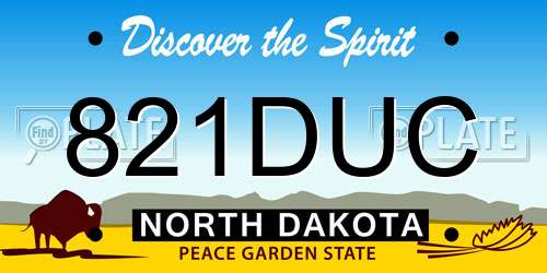 821DUC North Dakota License Plate