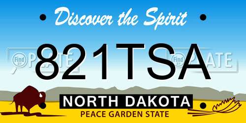 821TSA North Dakota License Plate
