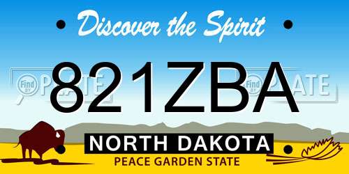 821ZBA North Dakota License Plate