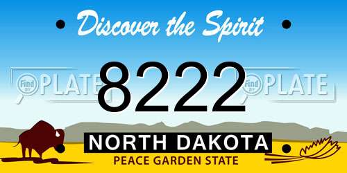 8222 North Dakota License Plate
