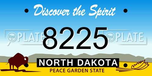 8225 North Dakota License Plate