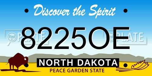 8225OE North Dakota License Plate