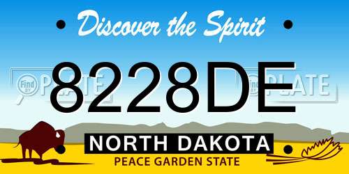 8228DE North Dakota License Plate