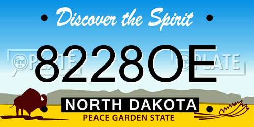 8228OE North Dakota License Plate