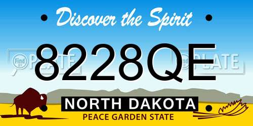 8228QE North Dakota License Plate