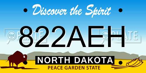822AEH North Dakota License Plate