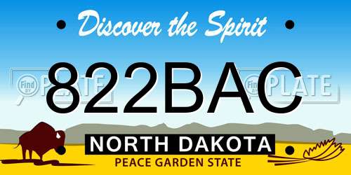 822BAC North Dakota License Plate
