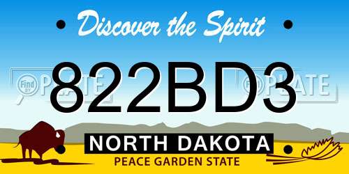 822BD3 North Dakota License Plate