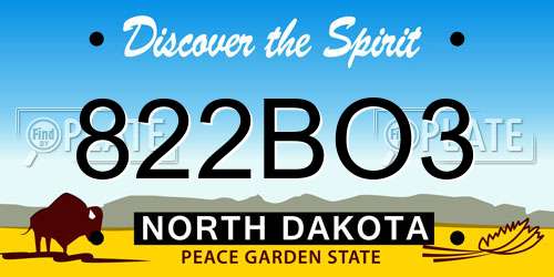 822BO3 North Dakota License Plate