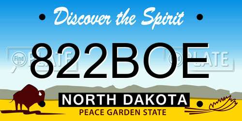 822BOE North Dakota License Plate