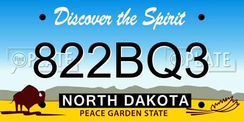822BQ3 North Dakota License Plate