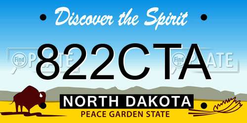 822CTA North Dakota License Plate