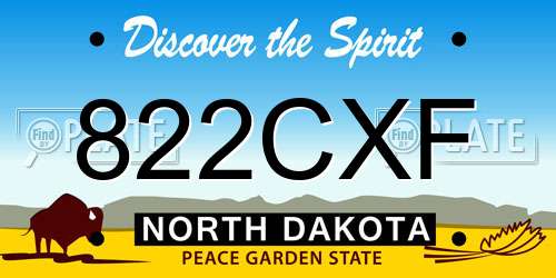 822CXF North Dakota License Plate