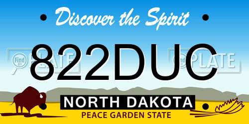 822DUC North Dakota License Plate
