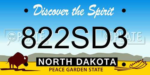 822SD3 North Dakota License Plate