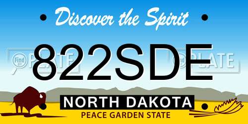 822SDE North Dakota License Plate