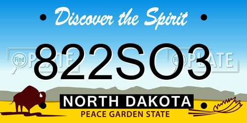 822SO3 North Dakota License Plate