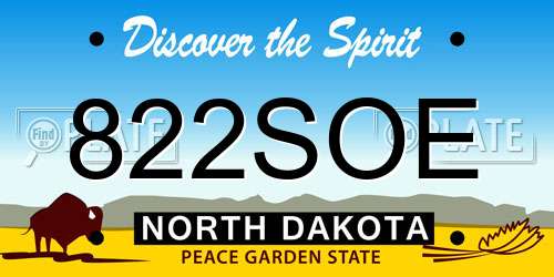 822SOE North Dakota License Plate