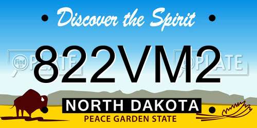 822VM2 North Dakota License Plate
